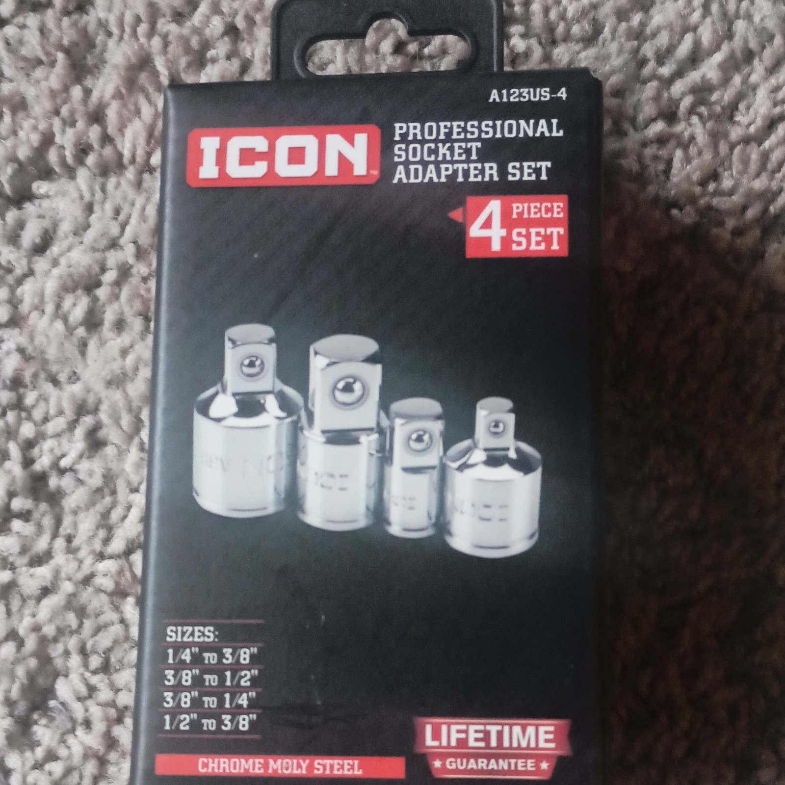 Icon Professional Socket Adapter Set 4-Piece Chrome Moly Steel A123US-4