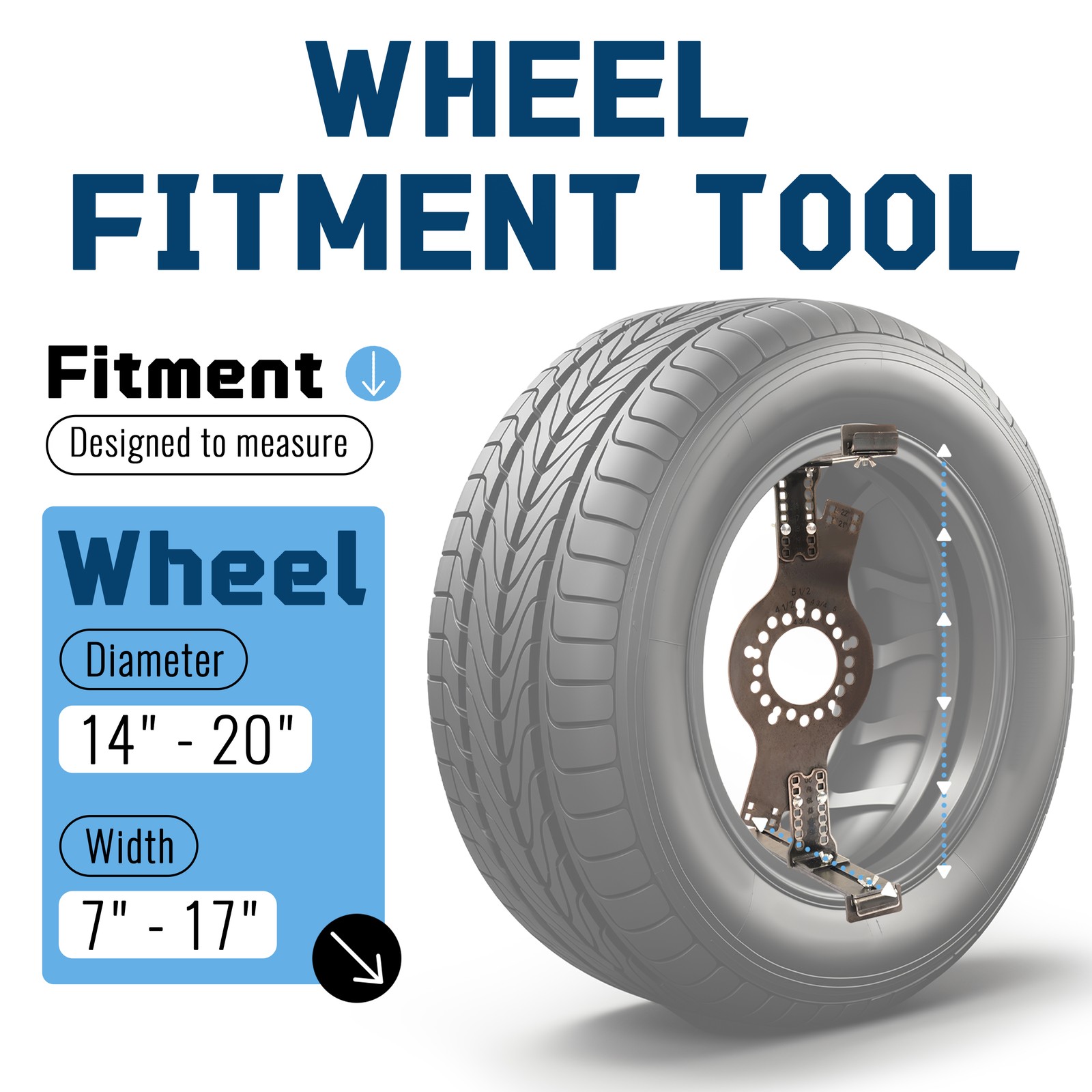 14″-22″ Wheel Fitment Simulator Tool Tire Size For Testing Size 5-Lug Pattern