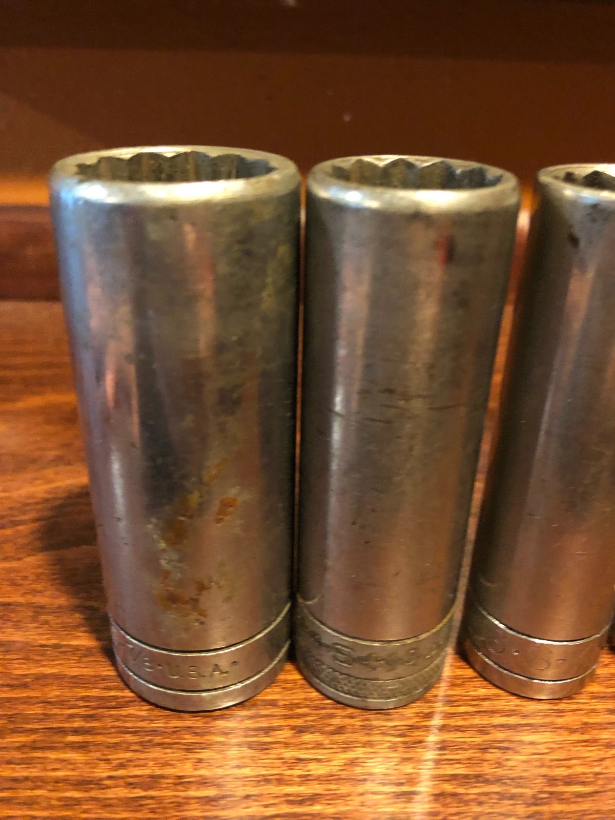 SK S-K Tools Vtg Deep 1/2” Drive 12 Pt Partial Socket Set 9/16” To 7/8” USA