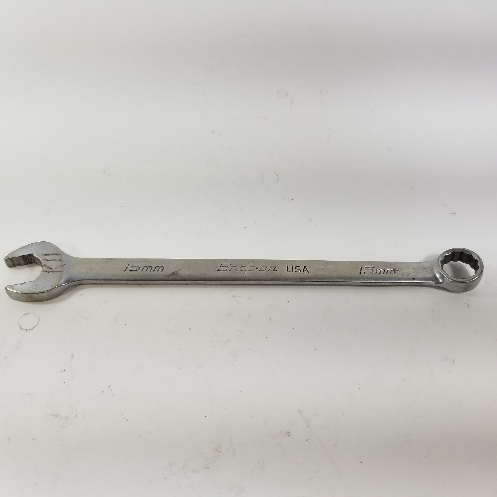 Snap On USA 15MM 12PT Metric Flank Drive Plus Chrome Combination Wrench SOEXM15