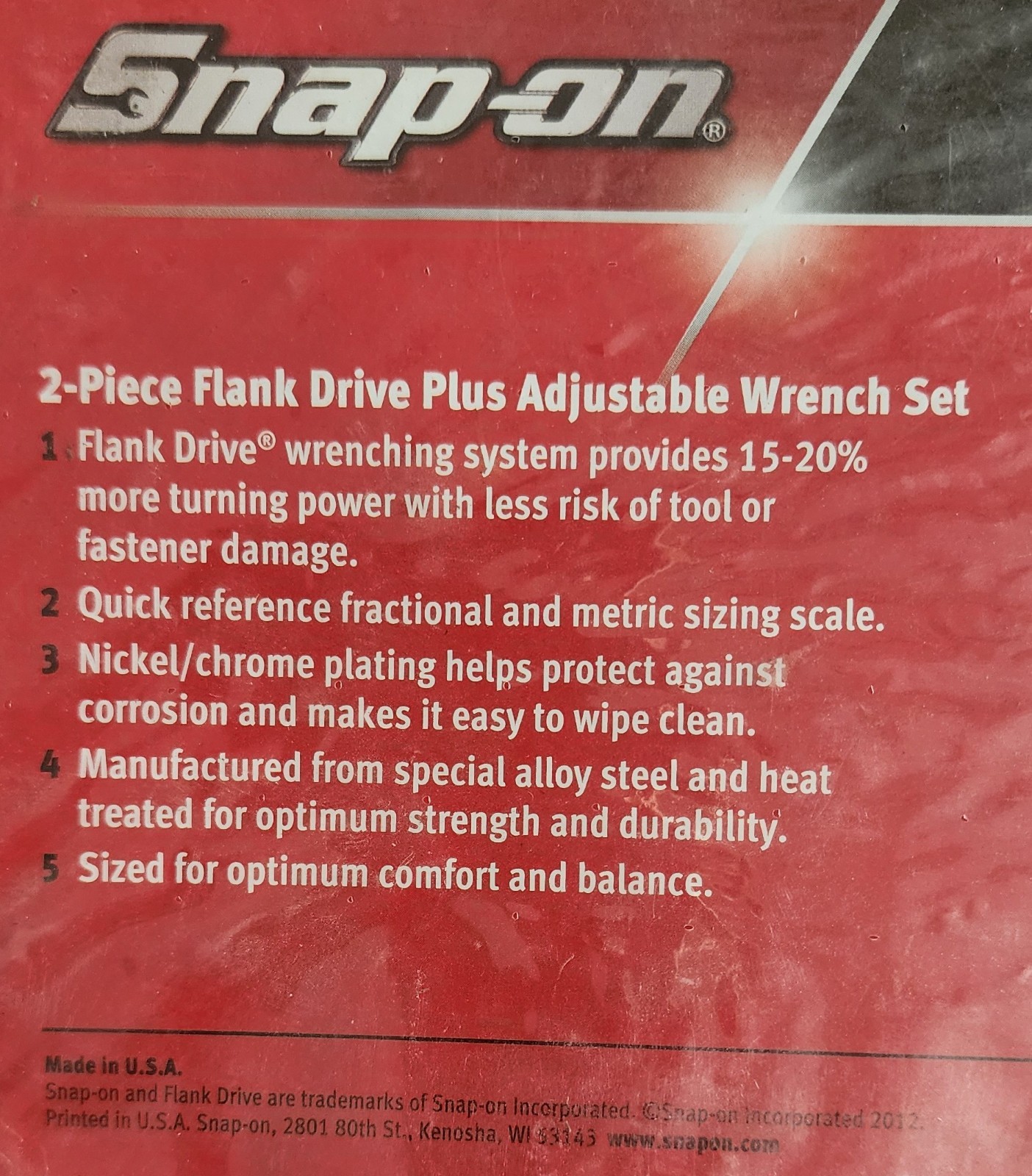Snap-On 2pc Flank Drive Wrench Set FADH702: 8″ FADH8A & 12″ FADH12A