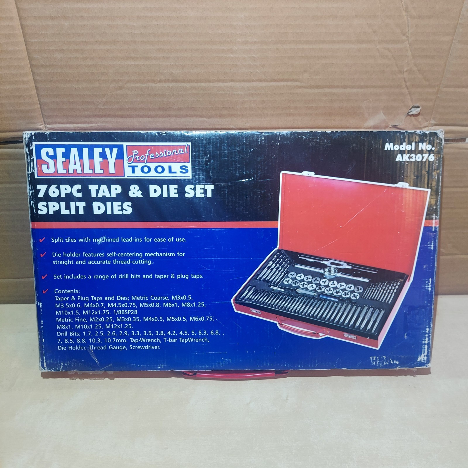 Sealey AK3076 76 Piece Tap & Die Set – Metric Fine & Coarse Metal Case