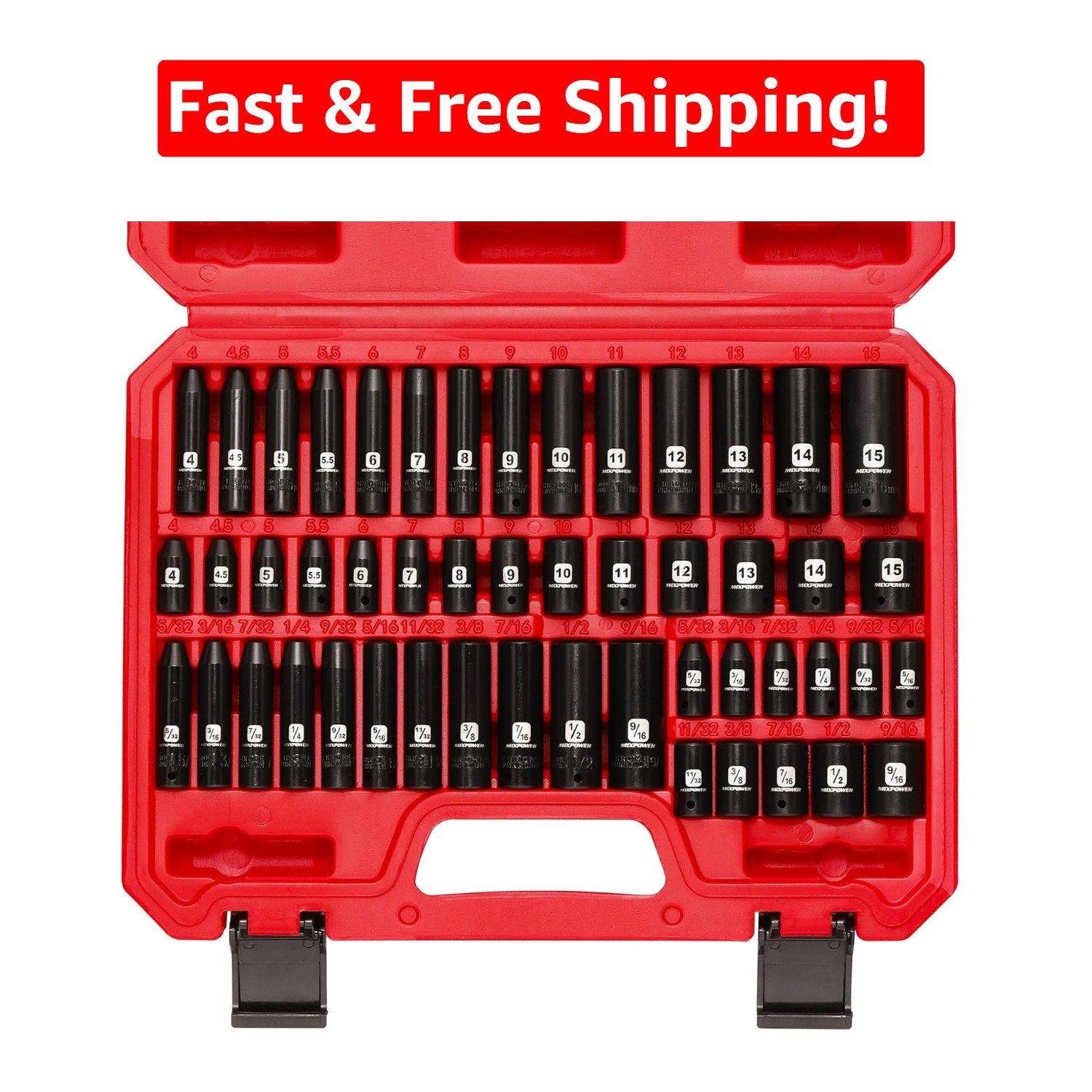Complete 50-Piece 1/4 Inch Drive Socket Set | SAE/Metric with High-Torque Design