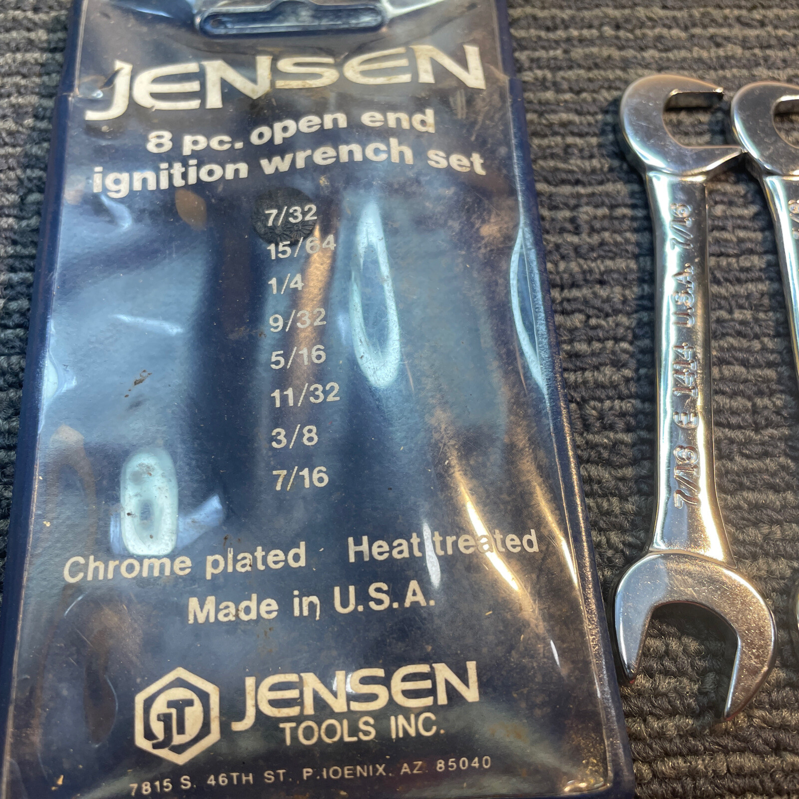 NOS Jensen USA 8-Piece SAE Combination Ignition Mini Wrench Set 7/32 -7/16