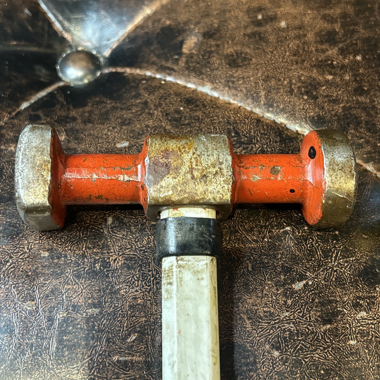 Vintage Unbranded Auto Body Hammer 4” Red White Black Rubber Handle