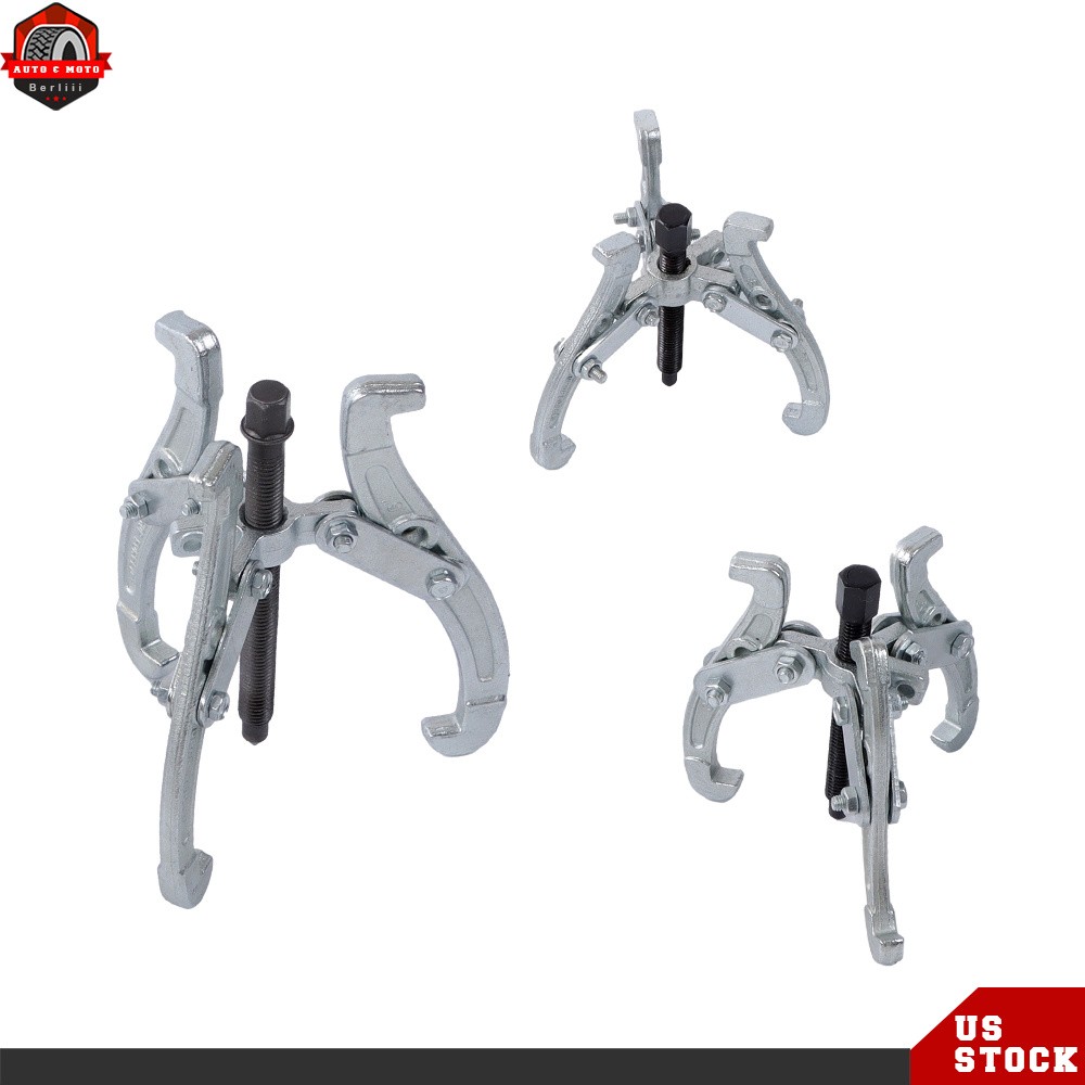 3 Jaw Gear Pulley Bearing Puller Set 3″ 4″ 6″ Reversible Small Legs 3Pcs