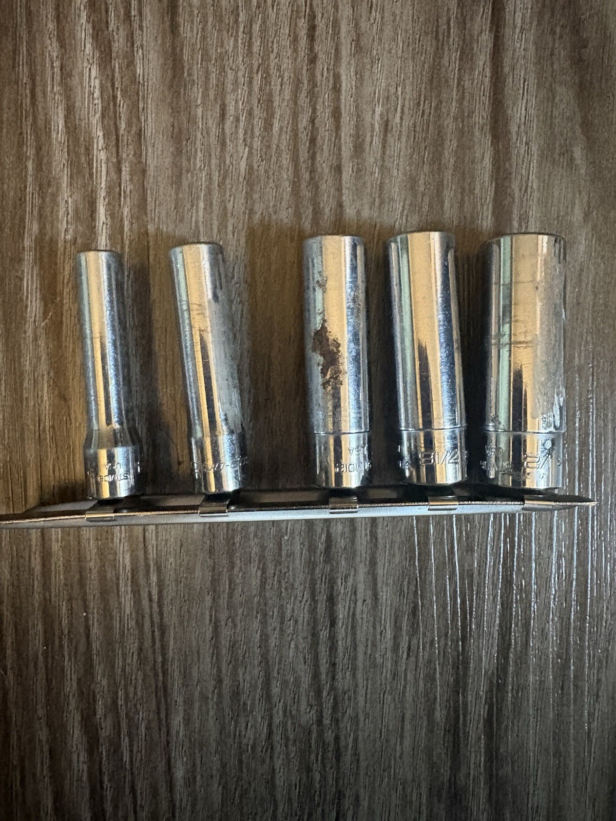 Snap On 5 Piece 1/4 Drive Deep Socket Set Wit Rail