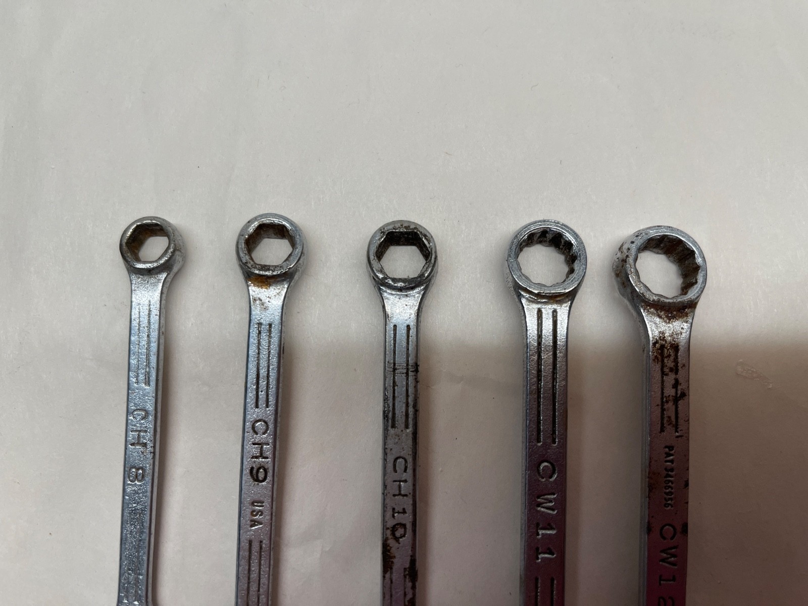 Lot of 5 Vintage MAC Tools Combination Wrenches USA: CH 8 9 10 & CW 11 12
