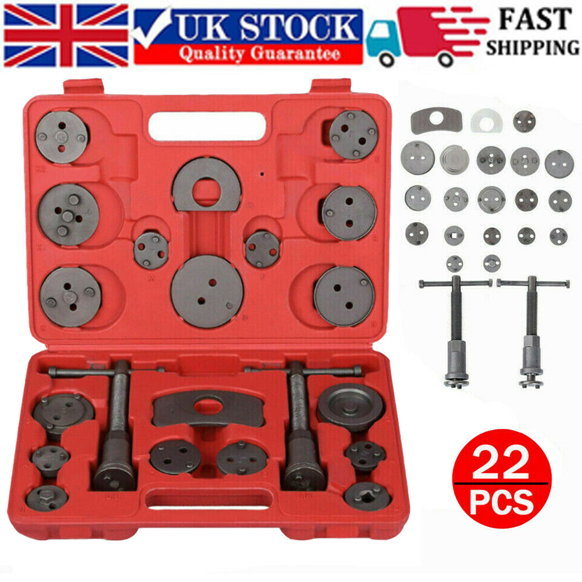 UNIVERSAL NEW BRAKE CALIPER PISTON REWIND WIND BACK TOOL KIT 23 PIECES SET UK