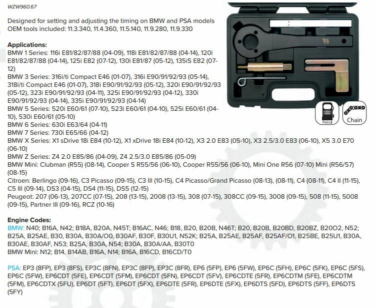 Petrol Engine Timing Kit BMW, Mini, Citroen, Peugeot Chain Driven – Welzh 4158-W