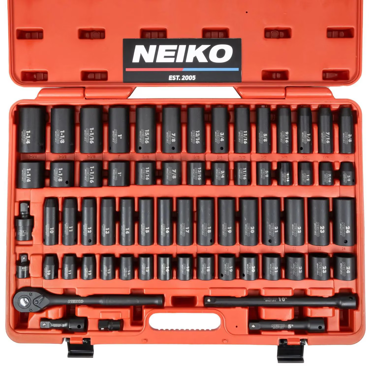 NEIKO 02448A 1/2″ Drive Master Impact Socket Set, 65 65 Piece, Sae and Metric