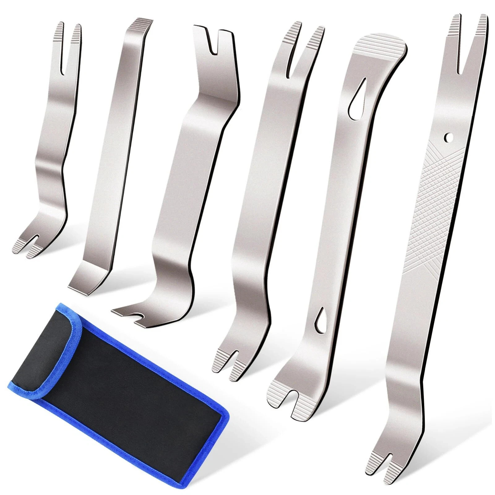 6 Pack Auto Door Clip Panel Trim Removal Tool Kits Metal Pry Bar Tools