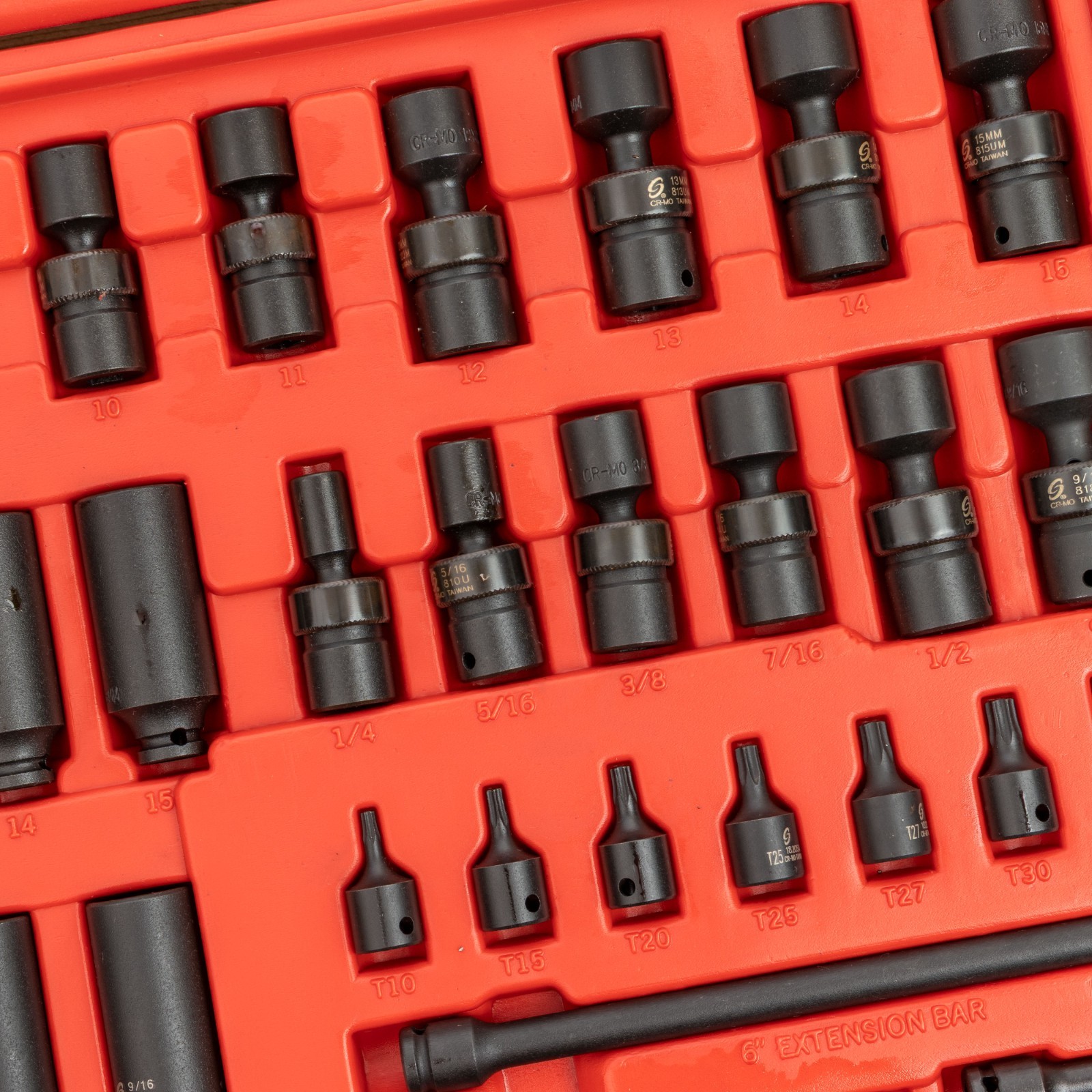 Sunex Tools 1/4″ 74 Pc Impact Socket Set Shallow Deep Swivels Metric + SAE 1874