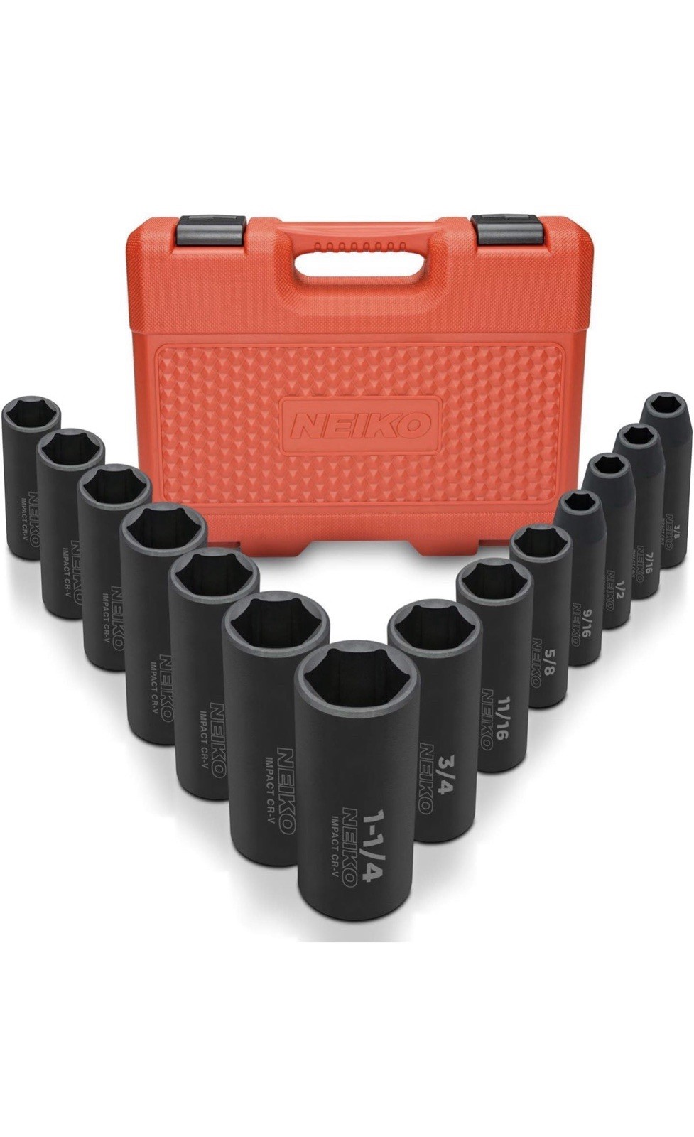 Neiko 02476A 14pc 1/2” Drive SAE Deep Impact Socket Set 6-Point Cr-V Steel