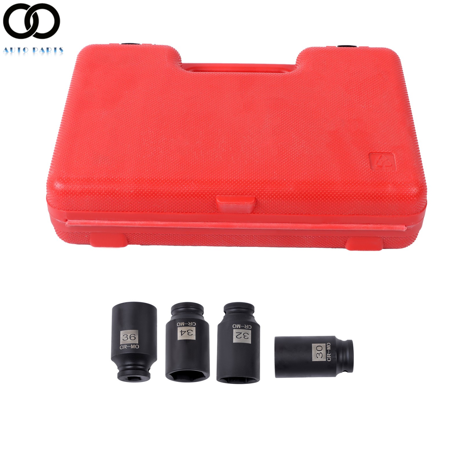 4pc 12 POINT 1/2″ Dr Deep Spindle Axle Nut Socket Set METRIC 30mm 32mm 34mm 36mm