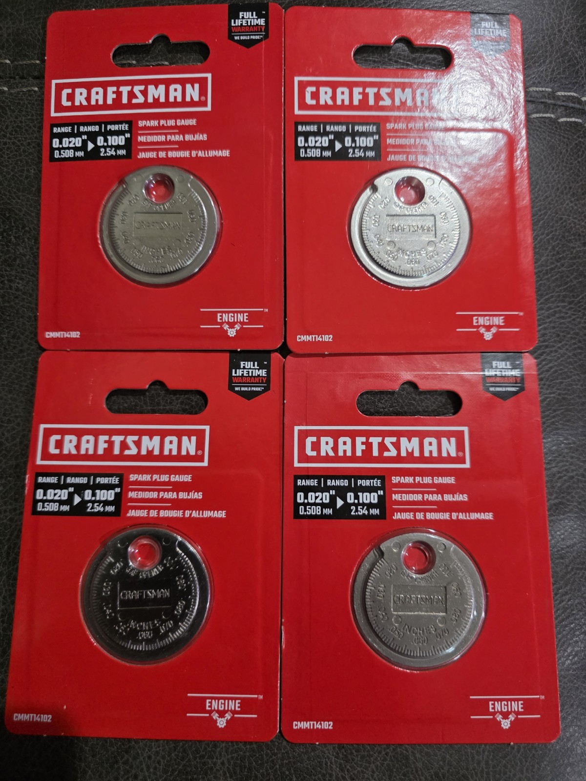 Craftsman Spark Plug Gauge Range (4) Total 0.020”-0.100” CMMT14102