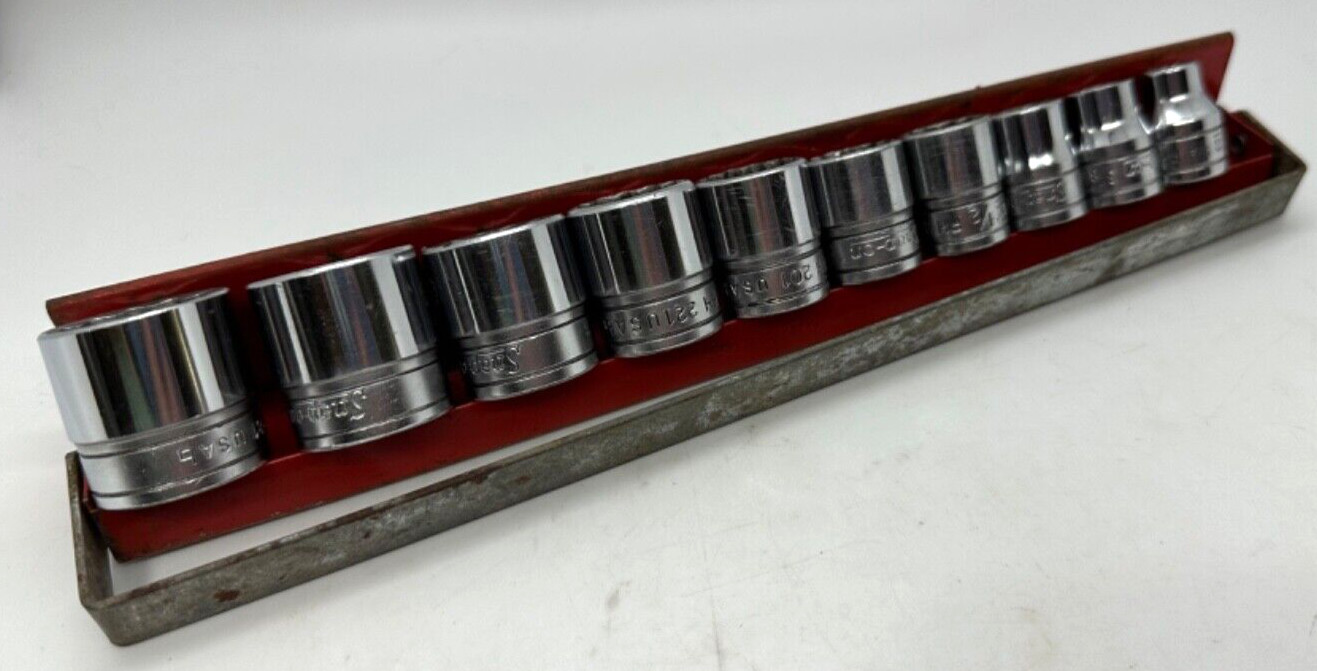 Snap On Tools 5/16″ – 7/8” SAE 3/8″ Drive Shallow Socket Set Lot 12-PT FH Tray