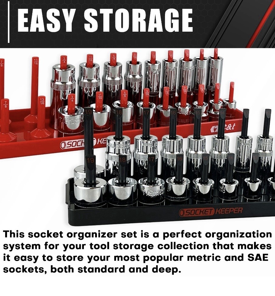 8 Piece Socket Organizers 1/4” – 3/8” & 1/2” Standard & Metric- Shallow & Deep