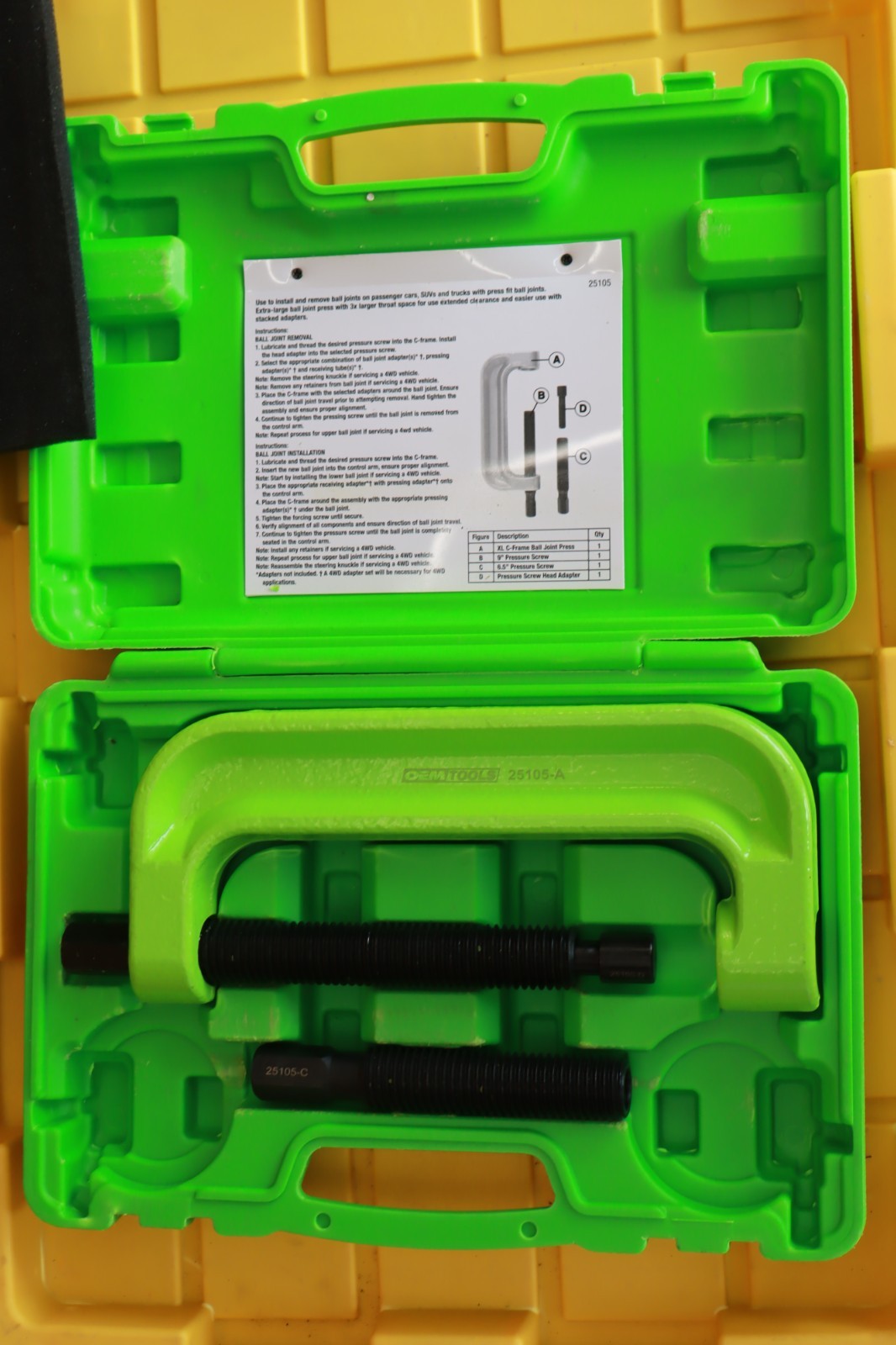 OEMTools 25105 Extra Large C-Frame Ball Joint Press Kit ‎with Carrying Case