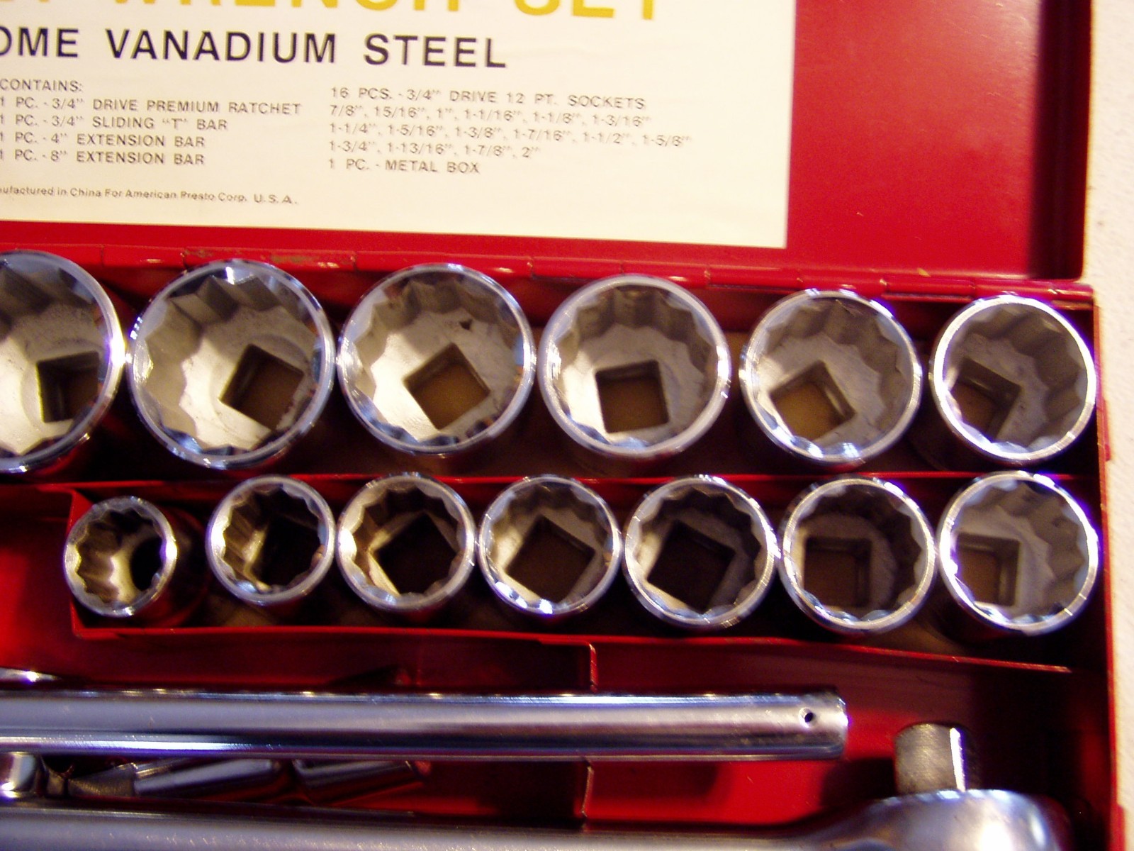 WISDOM TOOLS 21 PIECE 3/4” DRIVE SOCKET SET SAE 12 POINT 7/8” To 2” – VERY NICE