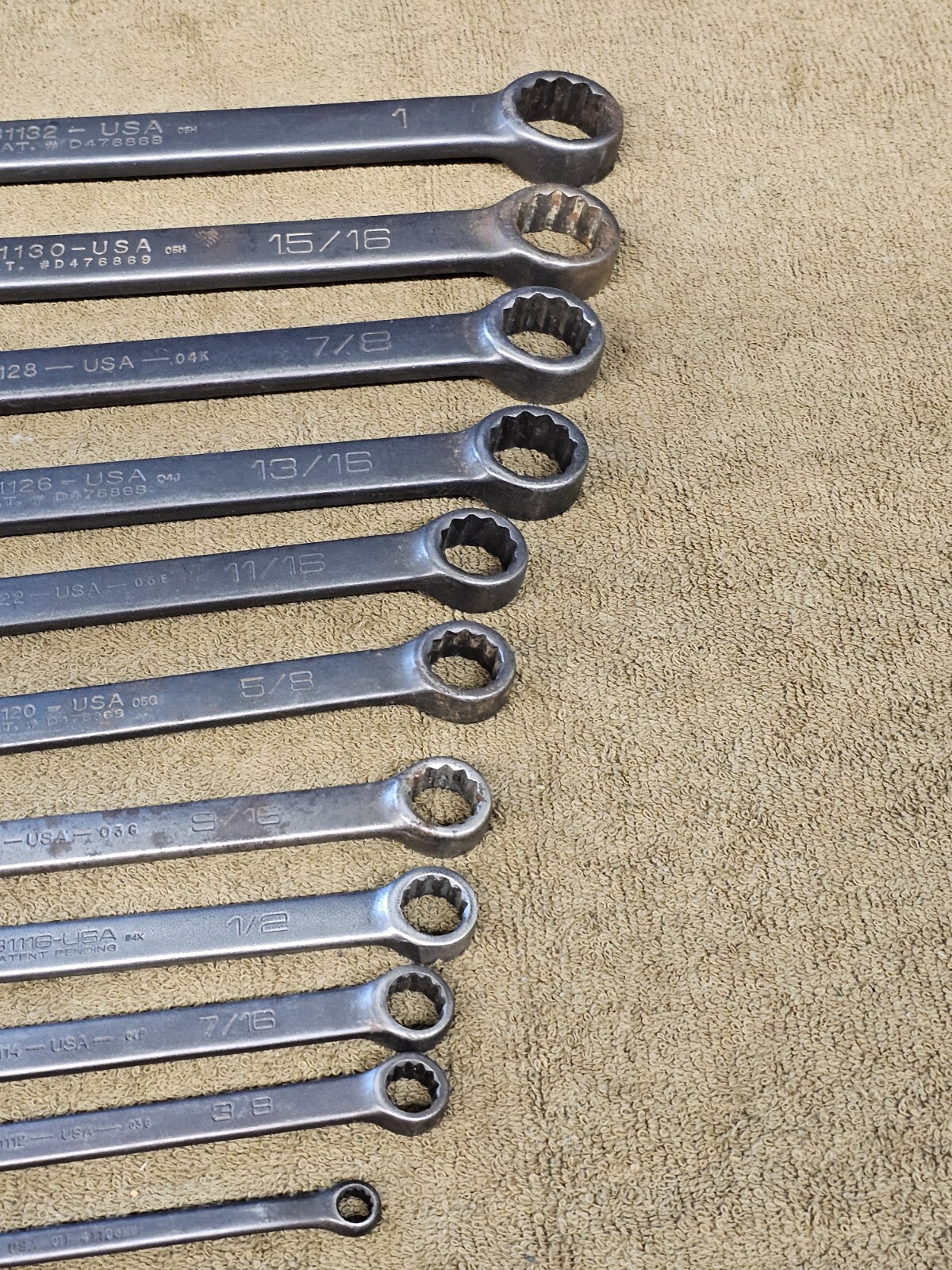 Wright Grip Combination Wrench Set Sae 1″ 7/8 5/8 9/16 1/2 3/8″ 31132 Black Tool