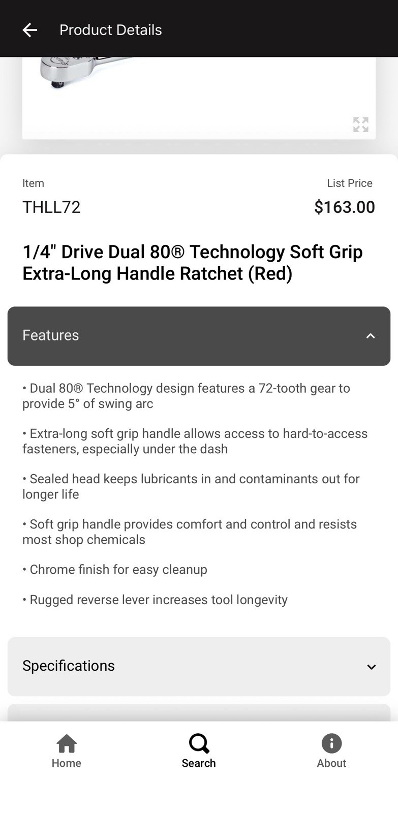 NEW RED 1/4″ Drive Soft Grip Extra-Long Handle Ratchet THLL72