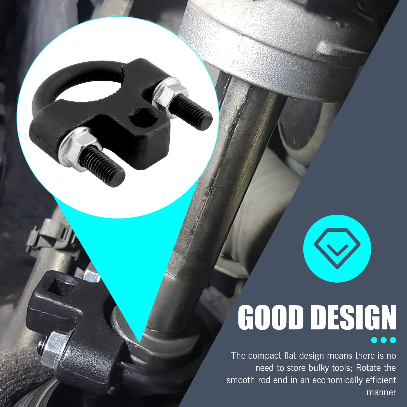 Black 1/2 Inch Drive Inner Tie Rod Removal Tool UShaped Tooth Wrench Fit