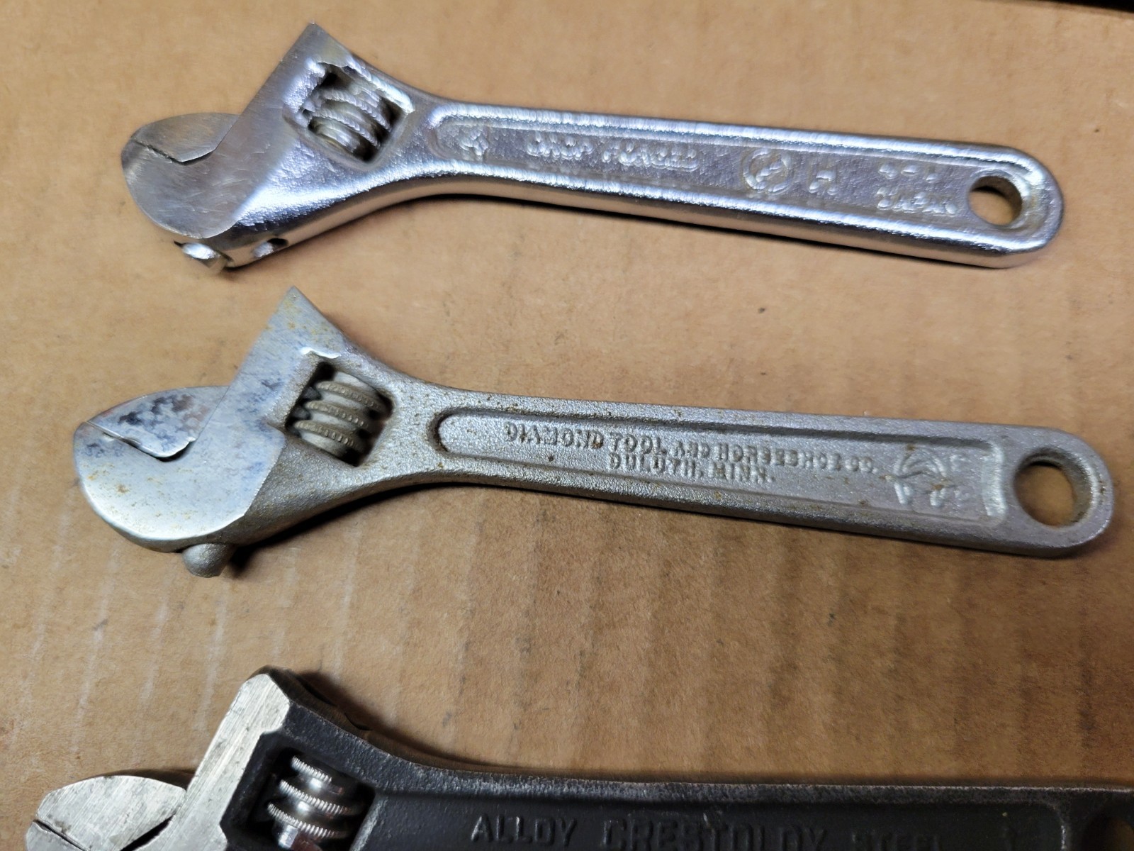 4-Piece 4″ Adjustable Wrench Lot Diamond Crestology Crescent Vanadium Super
