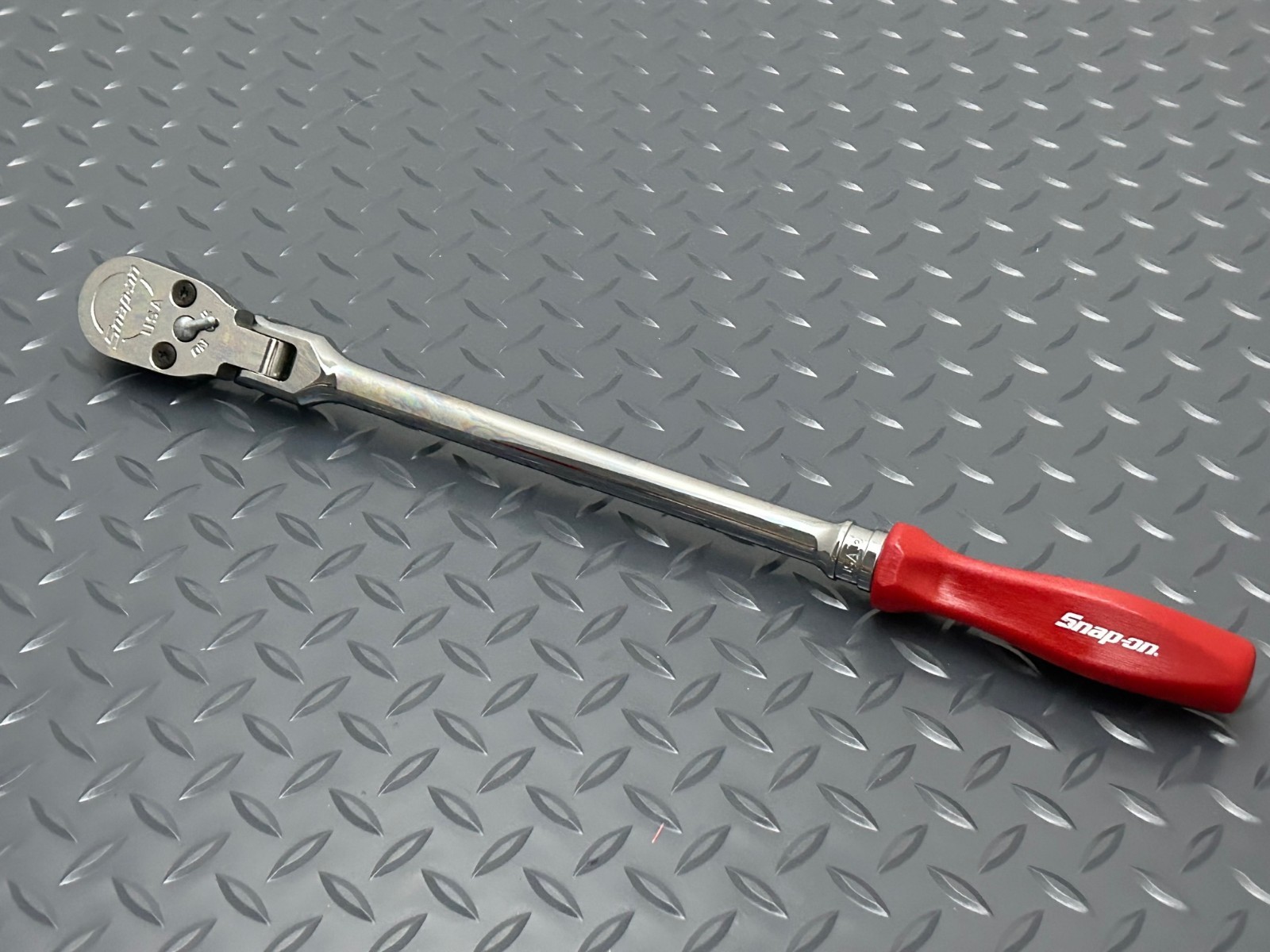 Snap-on Tools RED 1/2″ Drive Flex Head Hard Handle Ratchet SHFD80A USA NEW