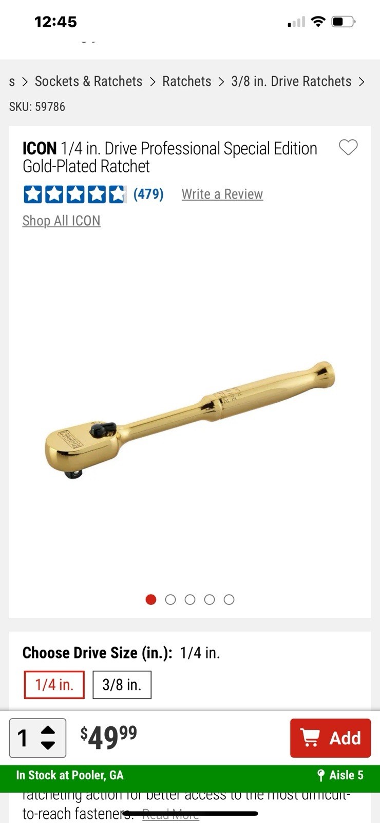 ICON 24K Gold Plated Special Edition 1/4 ratchet special edition 57986