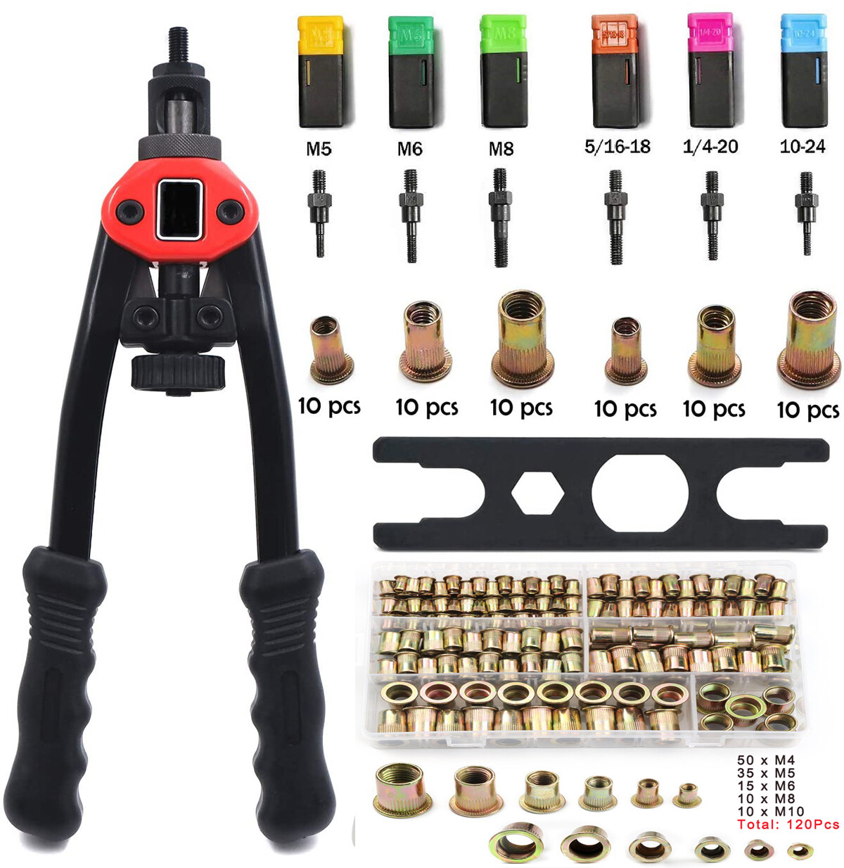 180pcs Easy Automatic Rivet Tool Set Dual-Hand Manual Metric&SAE Rivet Nut Tool