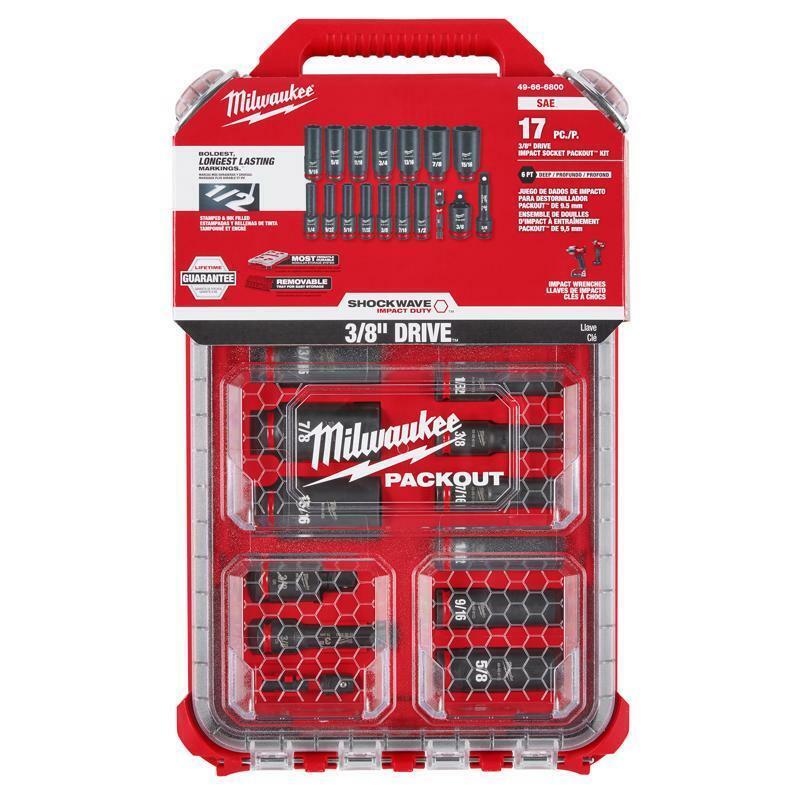 Milwaukee Shockwave 3/8 in. drive Metric 6 Point Impact Rated Socket Set 19 pc