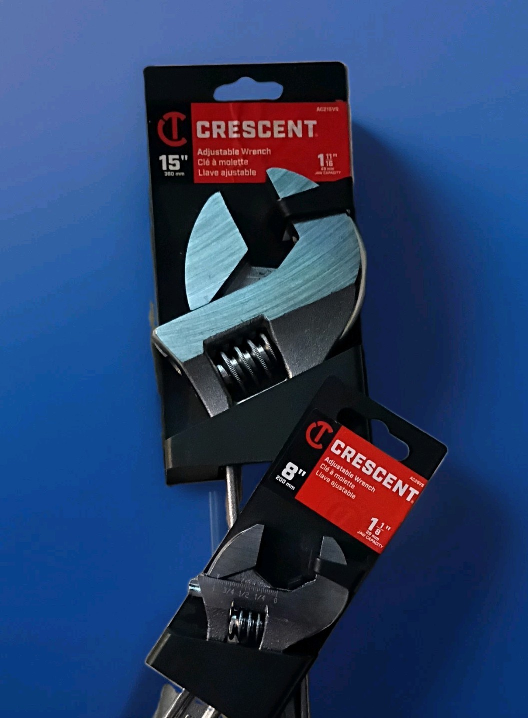 Crescent 15″ & 8″ Adjustable 2 Piece Chrome Wrench Set / USA NEW in package