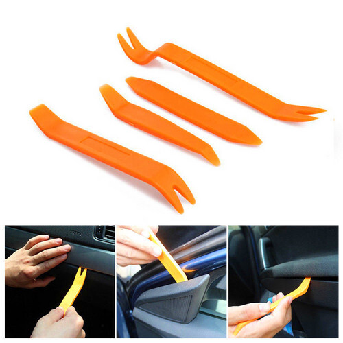 Set 4 Door Panel Car Trim Removal Tool Kit Clip Plastic Fastener Remover