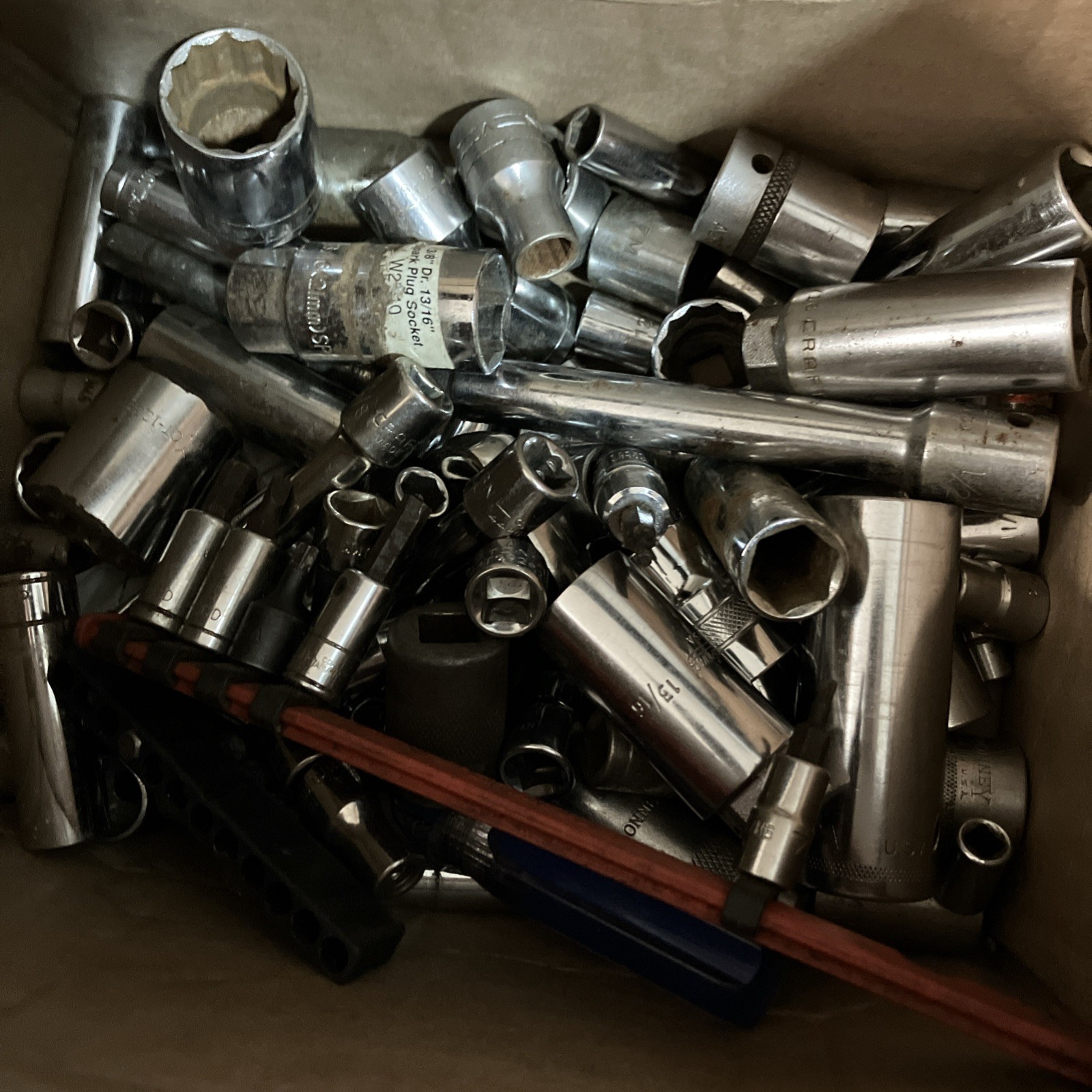 10 Pounds of Random 1/4 3/8 1/2 Drive Sockets Various Brands and Sizes