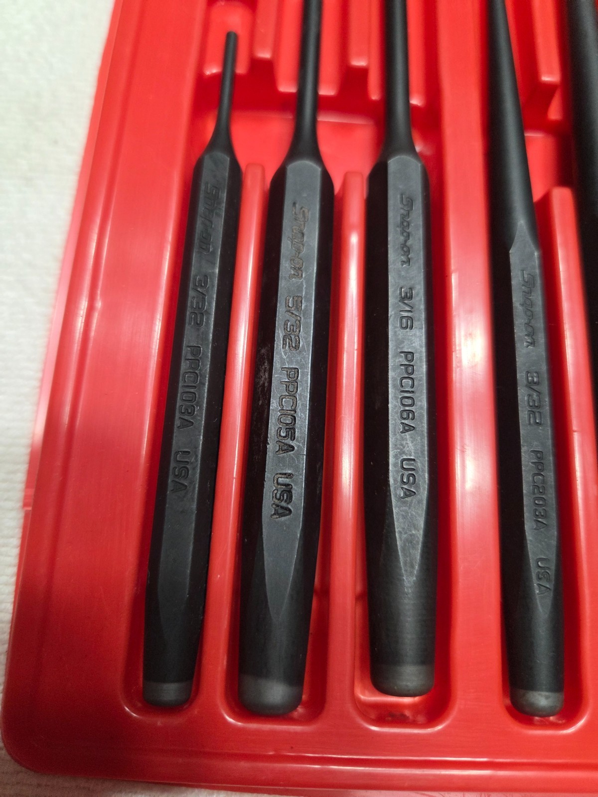 SNAP ON 11 Piece Punch and Chisel Set w/ Plastic Tray. PPC710BK NEW. Missing 1