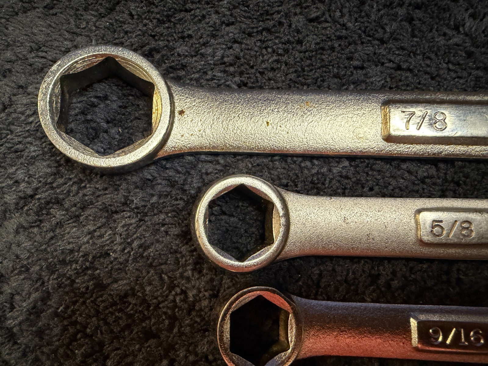 4 – Vintage Craftsman 6-Point VA SAE Combination Wrenches 7/8 5/8 9/16 7/16