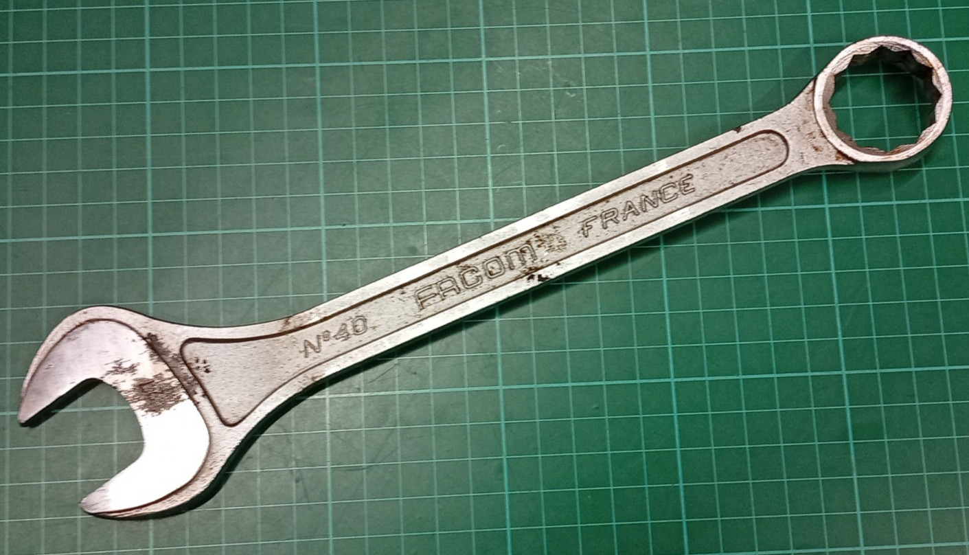 Vintage Facom Vanachrome No40, 27mm Combination Spanner, Made In France