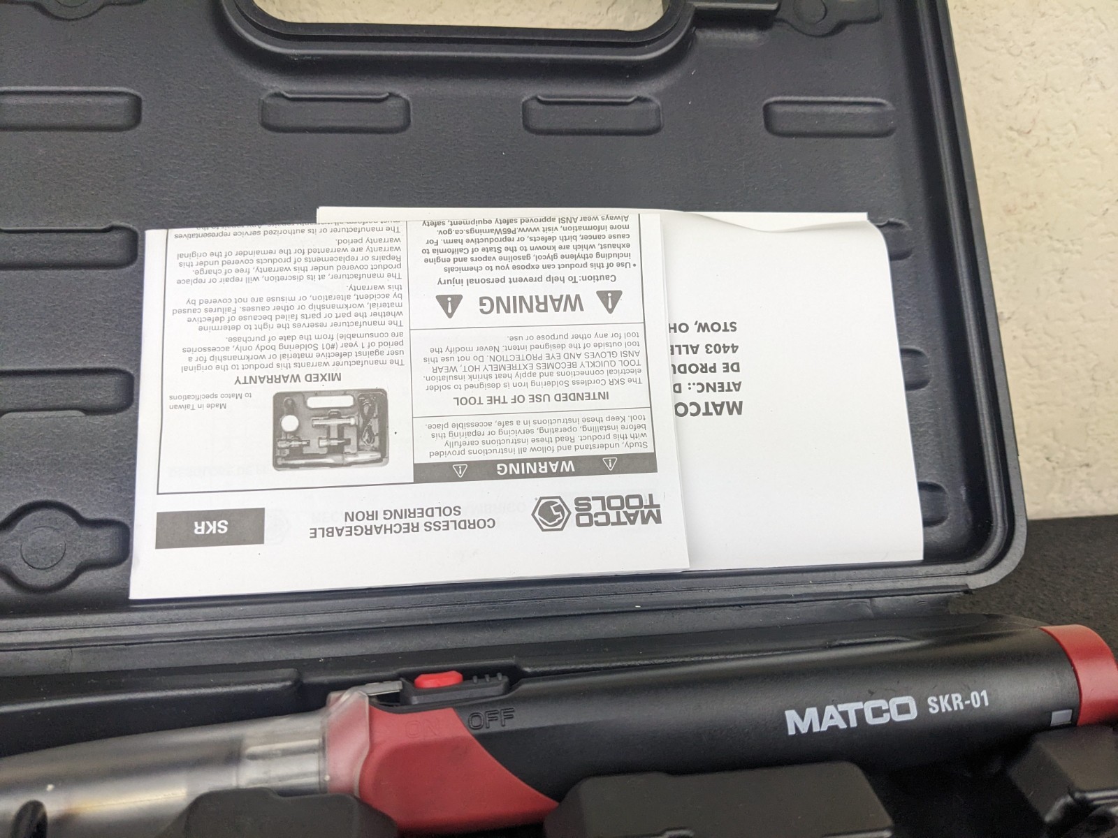 #bn885 Matco Tools SKR-01 Electric Cordless Rechargeable Soldering Iron