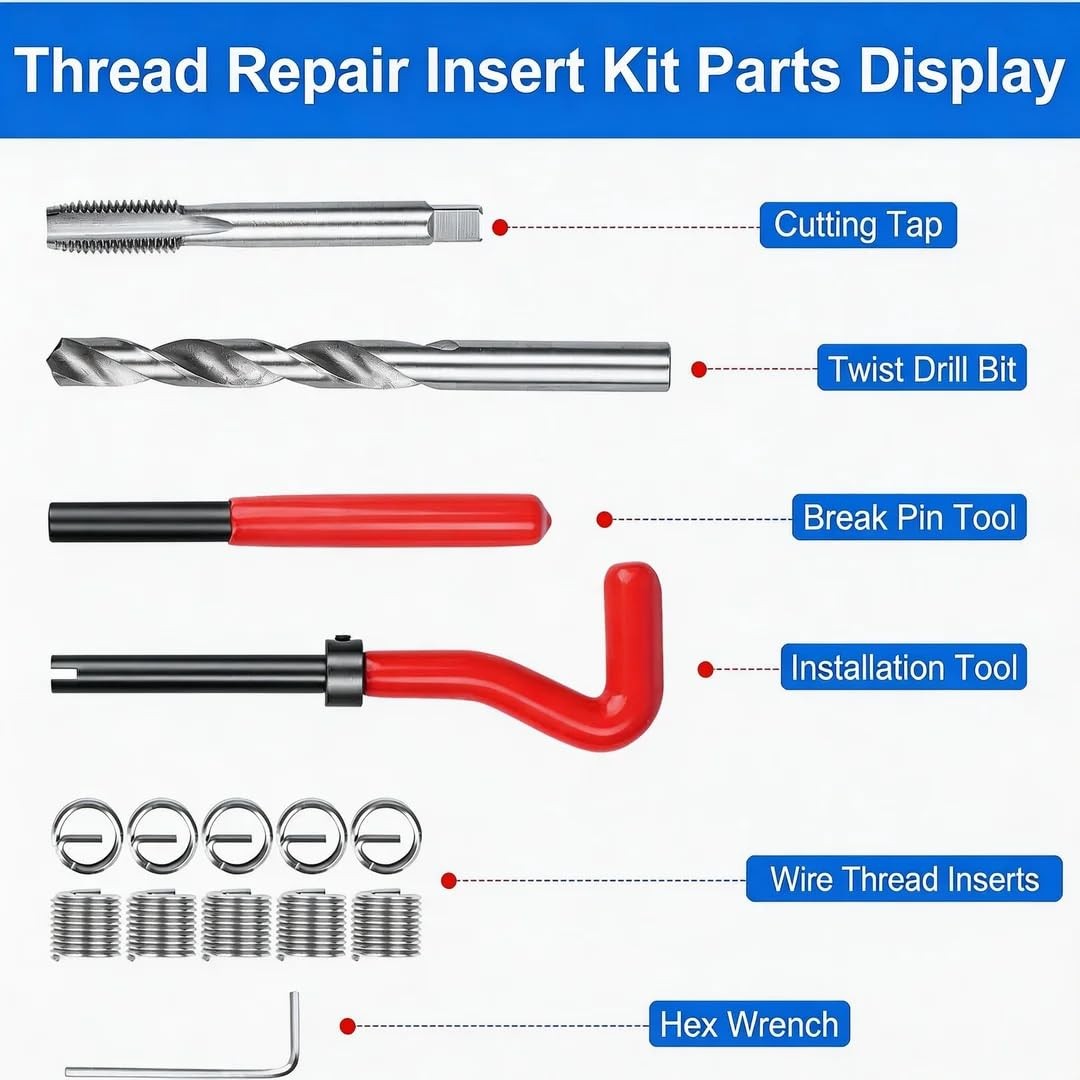 Alltooetools M10 X 1.25 Thread Repair Kit, x 1.25mm, Black & Silver