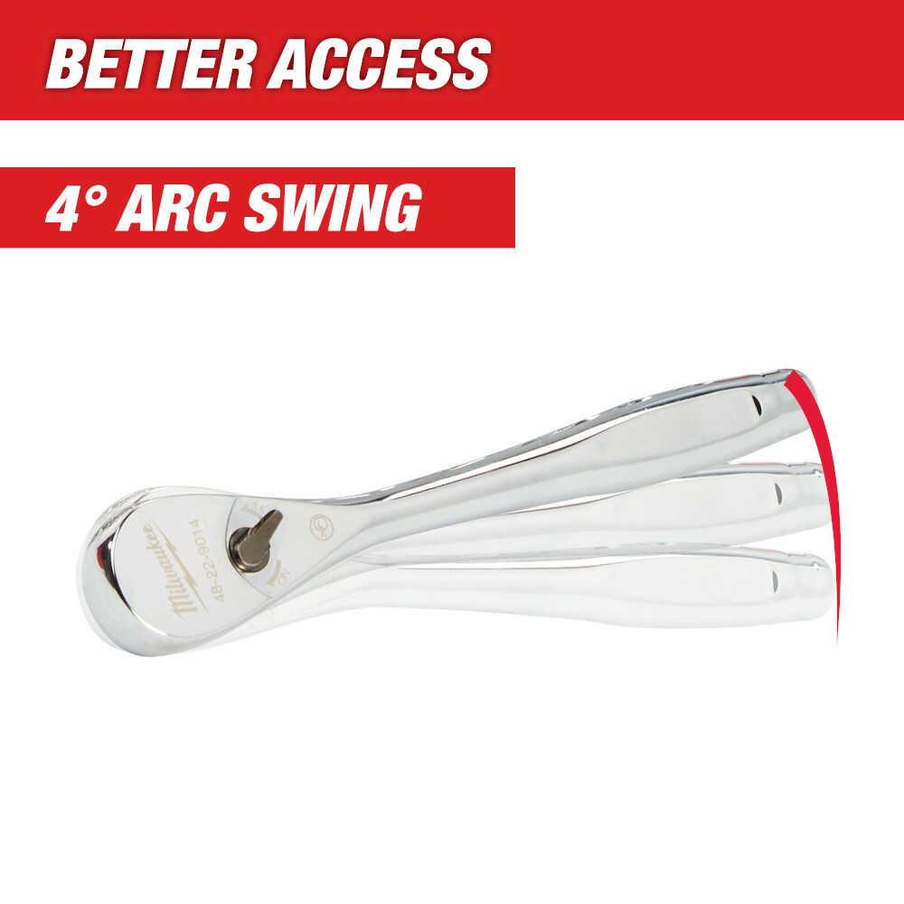 Milwaukee 48-22-9037 3/8″ Dr. 12in. Extended Ratchet w/ 4 Arc Swing