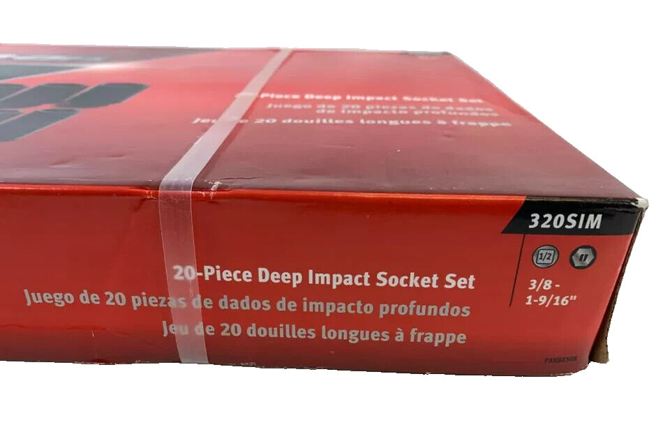 New Snap-on™ 1/2″ Drive 320SIM 20pc SAE Deep Impact Socket Set 3/8″ Thru 1 9/16″