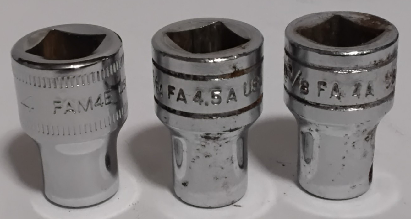 (19) Snap-On Mixed Drive Size Sockets Variety USA 1/4″ 3/8″ 1/2″ 6 & 12 Point