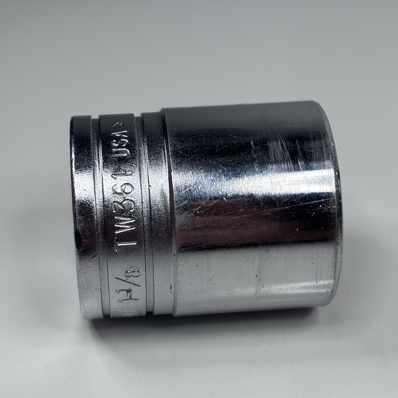 Snap On Tools TW361 1/2 Dr 6Pt SAE 1-1/8 Flank Dr Shallow Socket USA 1982 VTG