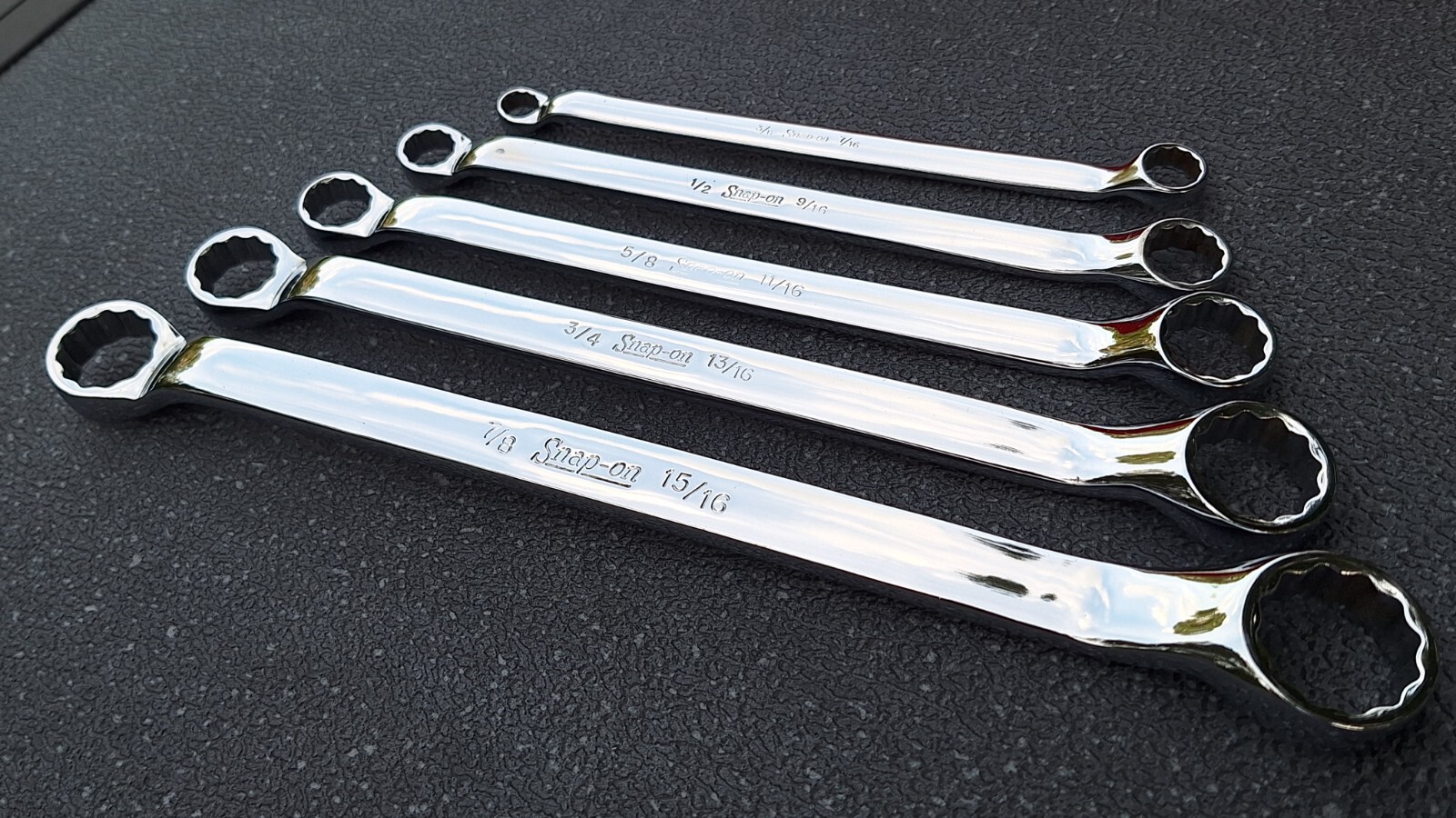 NOS*** UNDERLINED Snap On XB605A SAE 5-pc Offset Double Box Wrench Set w/ Tray