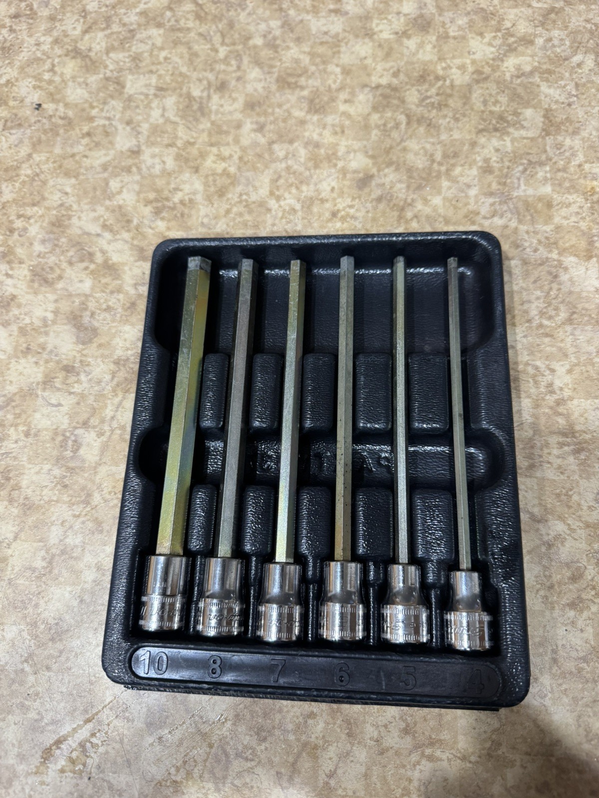 Snap-on Tools 6 pc 3/8 drive 4-10mm long hex driver set 206ELFAML