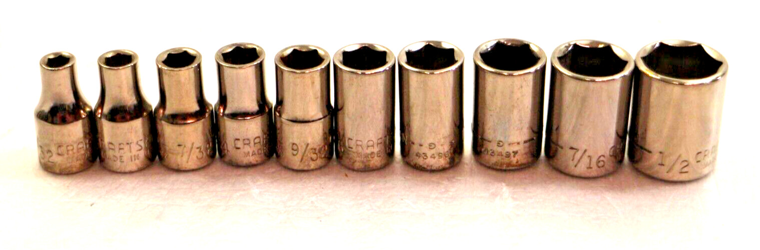 Craftsman 10-piece 6 Point low 1/4″Drive SAE Sockets 5/32″-1/2″ 43481-43499