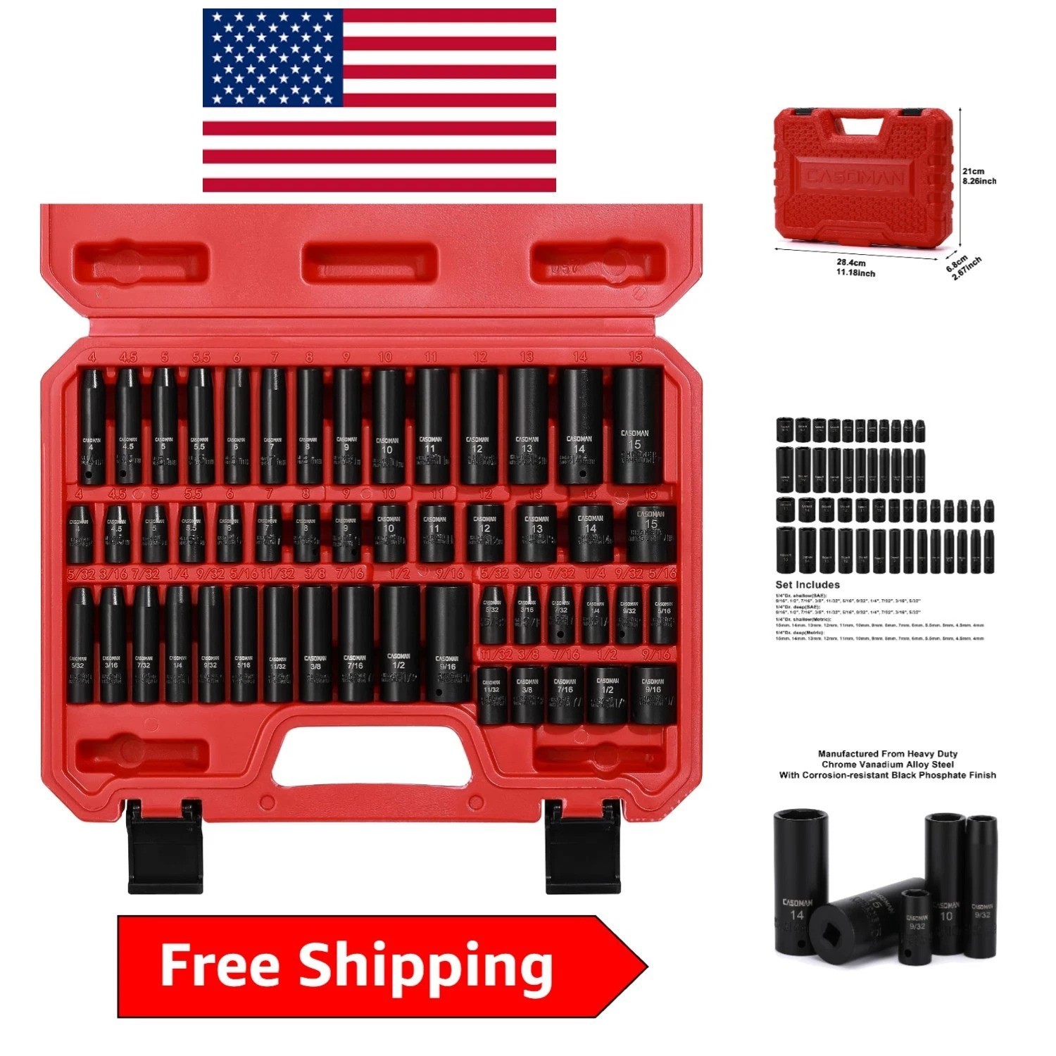 Comprehensive 1/4″ Drive Socket Set – 50 Pieces with Corrosion-Resistant Finish