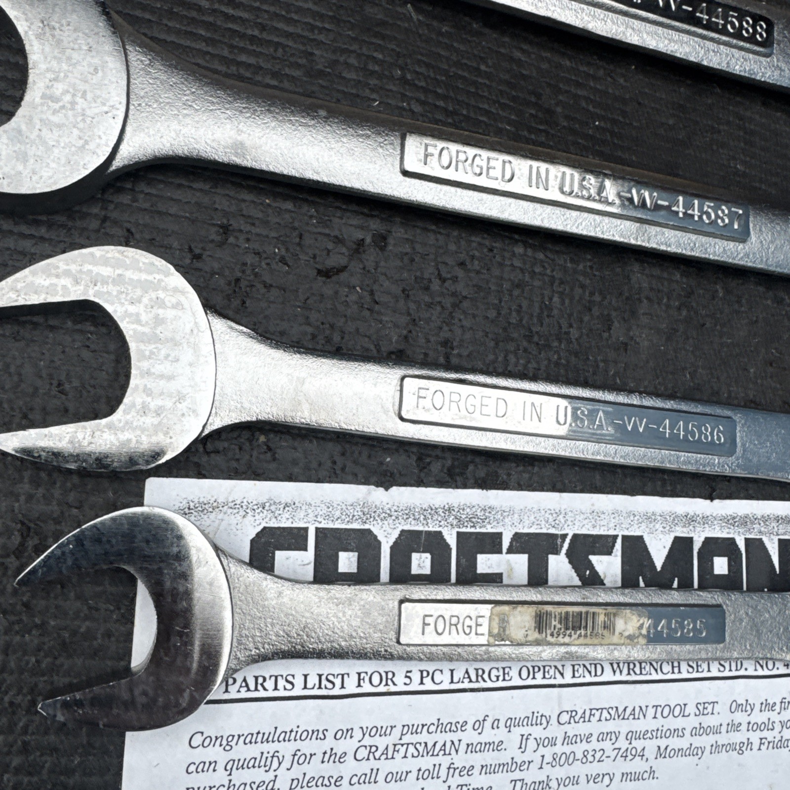 Sears Craftsman USA Nos Catalog only Double Open End Wrench Set 43090 5pc Jumbo