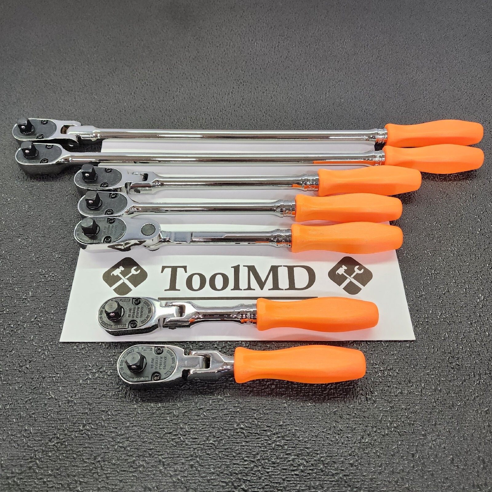 Snap-on Tools USA NEW 7pc ORANGE Hard Handle 3/8″ Drive Fixed Flex Ratchet Set
